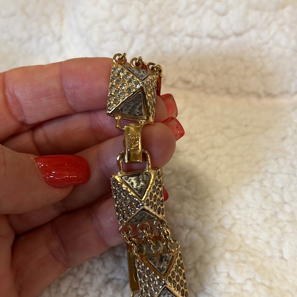 Tat 2 gold pyramid bracelet with rhinestone diamonds on the outside of pyramid - Picture 2 of 11